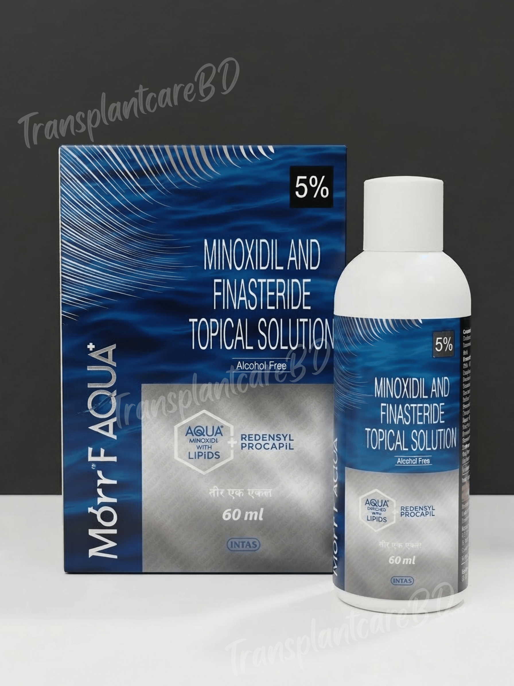 Morr F Aqua 5% Topical Solution (60ml) – Alcohol-Free Minoxidil & Finasteride with Redensyl & Procapil