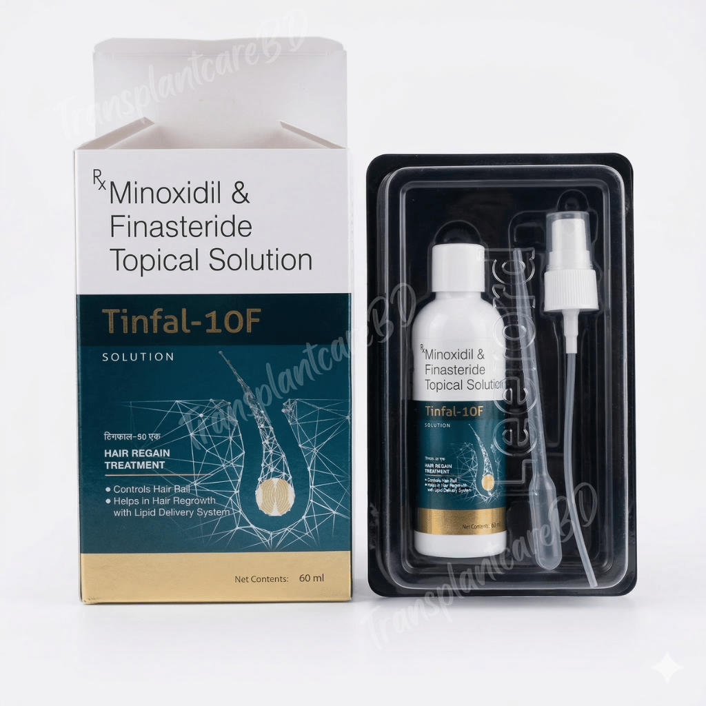 Tinfal-10F Topical Solution (60ml) – Minoxidil 10% & Finasteride Formula for Advanced Hair Regrowth